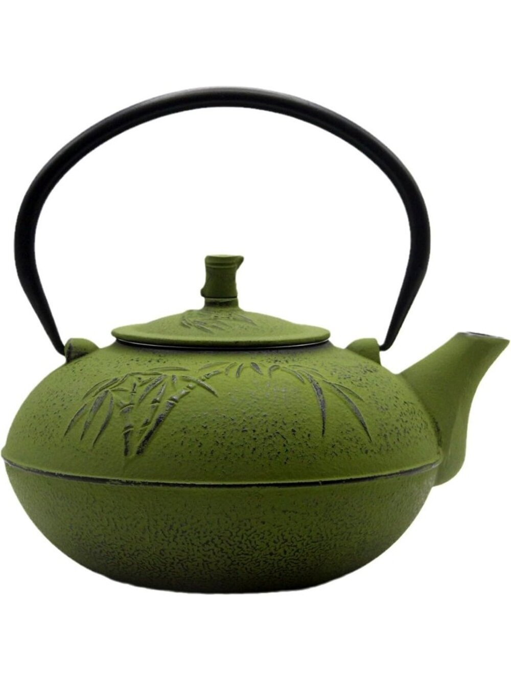 Green Cast Iron Kitchen Japanese Tea Pot 84.6oz 2500ml Stovetop Bamboo Infuser